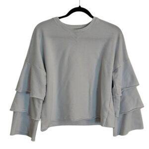 Juicy Couture Black Label Icy Blue Tiered Ruffle Long Sleeve Sweatshirt sz Small